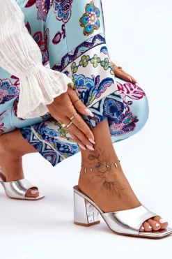 Damskie Boto Damskie Skórzane Klasyczne Klapki Srebrne Loara