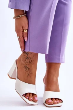 Boto Klapki Na Obcasie|Klapki Damskie Klasyczne*Damskie Skórzane Klasyczne Klapki Białe Loara