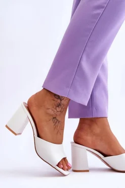 Boto Klapki Na Obcasie|Klapki Damskie Klasyczne*Damskie Skórzane Klasyczne Klapki Białe Loara