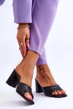 Boto Damskie Skórzane Klasyczne Klapki Czarne Loara