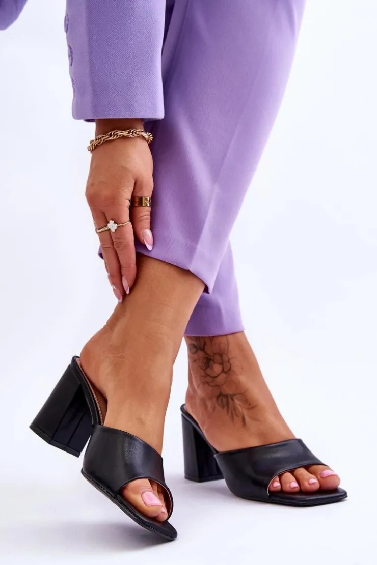 Boto Damskie Skórzane Klasyczne Klapki Czarne Loara