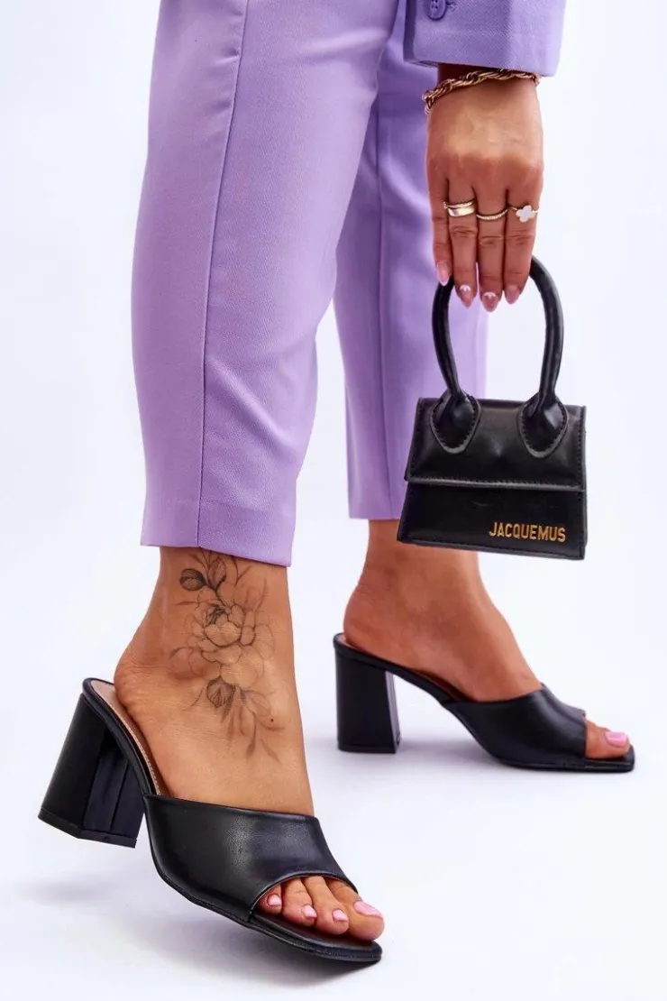 Boto Damskie Skórzane Klasyczne Klapki Czarne Loara