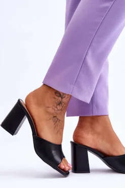 Boto Damskie Skórzane Klasyczne Klapki Czarne Loara