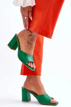 Clearance Boto Damskie Skórzane Klasyczne Klapki Zielone Loara