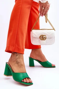 Clearance Boto Damskie Skórzane Klasyczne Klapki Zielone Loara