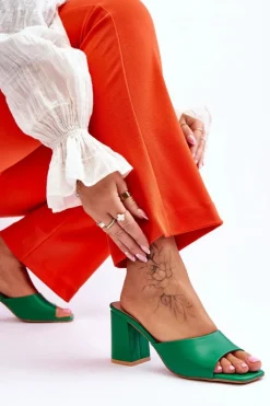 Clearance Boto Damskie Skórzane Klasyczne Klapki Zielone Loara