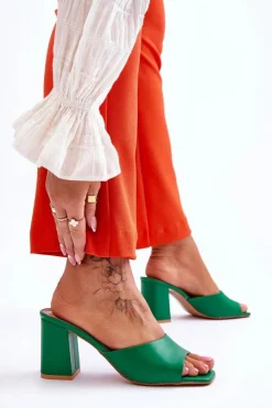 Clearance Boto Damskie Skórzane Klasyczne Klapki Zielone Loara