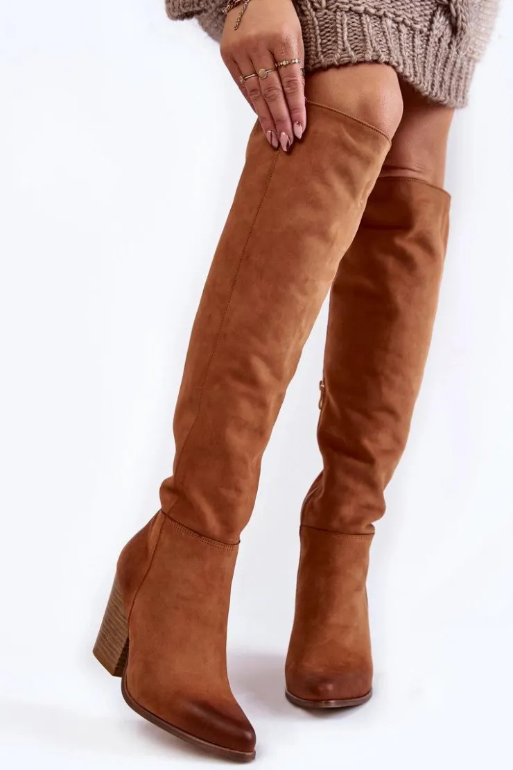 Damskie Boto Damskie Skórzane Kozaki Muszkieterki Lewski 2833 Camel