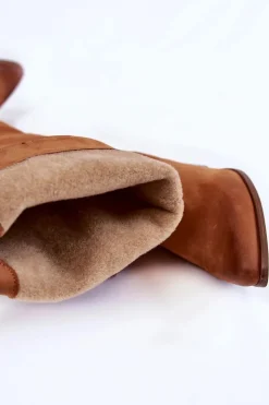 Damskie Boto Damskie Skórzane Kozaki Muszkieterki Lewski 2833 Camel