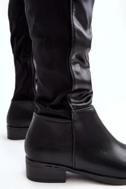 Damskie Damskie buty S.Barski Damskie Skórzane Kozaki Przed Kolano S.Barski HY27098A Czarne