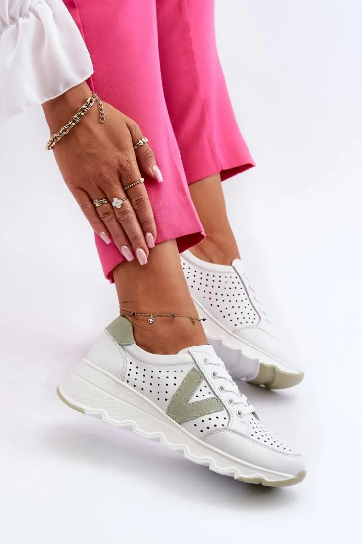 Hot Buty damskie Vinceza Damskie Skórzane Lekkie Buty Sportowe Białe Eleonori Biały