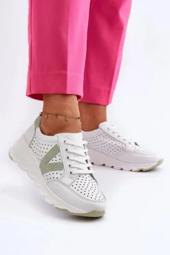 Hot Buty damskie Vinceza Damskie Skórzane Lekkie Buty Sportowe Białe Eleonori Biały