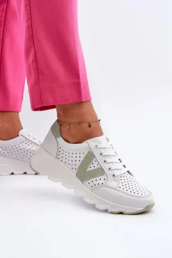 Hot Buty damskie Vinceza Damskie Skórzane Lekkie Buty Sportowe Białe Eleonori Biały