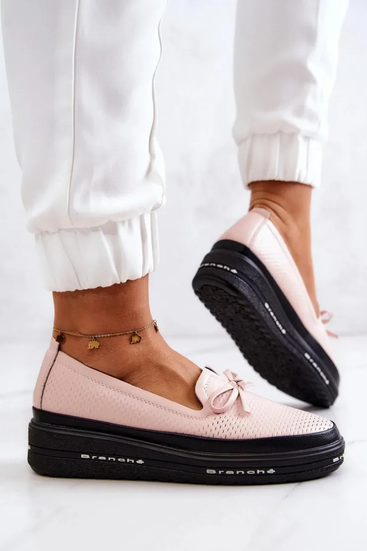 Hot Buty damskie Vinceza Damskie Skórzane Mokasyny Na Koturnie Różowe Cannes