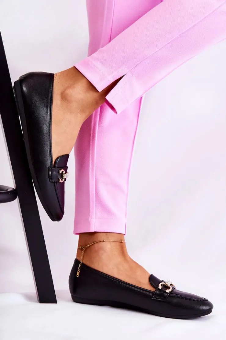 Damskie Boto Damskie Skórzane Mokasyny Czarne Godley