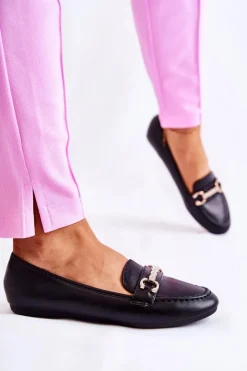 Damskie Boto Damskie Skórzane Mokasyny Czarne Godley