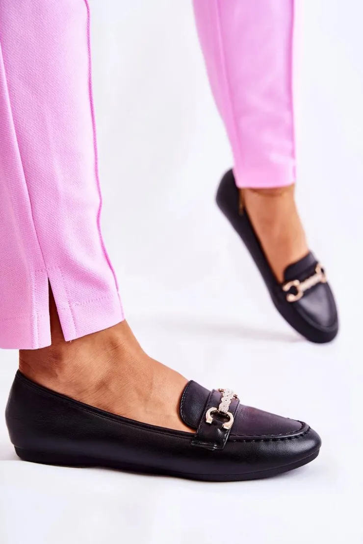 Damskie Boto Damskie Skórzane Mokasyny Czarne Godley