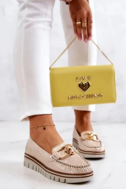 Boto Mokasyny Damskie Skórzane|Mokasyny Na Platformie*Damskie Skórzane Mokasyny Na Platformie Złote Venesia