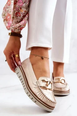 Boto Mokasyny Damskie Skórzane|Mokasyny Na Platformie*Damskie Skórzane Mokasyny Na Platformie Złote Venesia