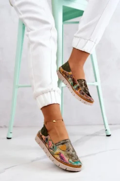 Maciejka Mokasyny Damskie Skórzane*Damskie Skórzane Mokasyny 05434-09 Zielone