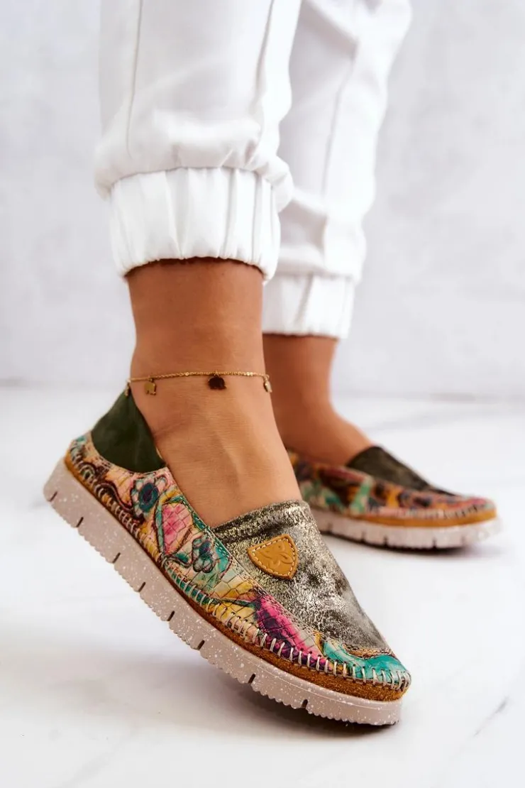 Maciejka Mokasyny Damskie Skórzane*Damskie Skórzane Mokasyny 05434-09 Zielone