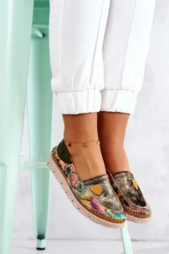 Maciejka Mokasyny Damskie Skórzane*Damskie Skórzane Mokasyny 05434-09 Zielone