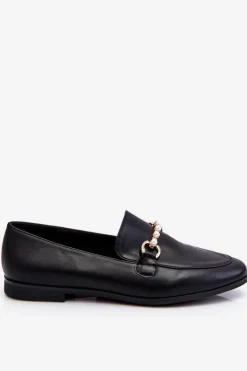 Boto Mokasyny Damskie Skórzane*Damskie Skórzane Mokasyny Z Ozdobnymi Perełkami Czarne Ishan