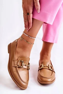 Best Boto Damskie Skórzane Mokasyny Camel Coriso