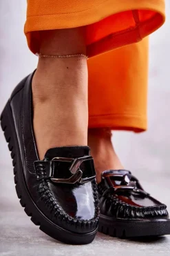 Boto Mokasyny Na Platformie|Mokasyny Damskie Lakierowane*Damskie Skórzane Mokasyny Na Platformie Czarne Venesia