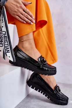 Boto Mokasyny Na Platformie|Mokasyny Damskie Lakierowane*Damskie Skórzane Mokasyny Na Platformie Czarne Venesia