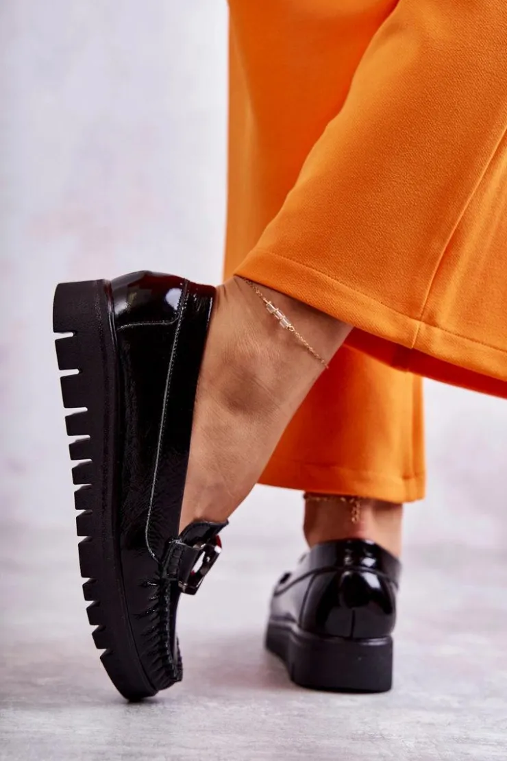 Boto Mokasyny Na Platformie|Mokasyny Damskie Lakierowane*Damskie Skórzane Mokasyny Na Platformie Czarne Venesia