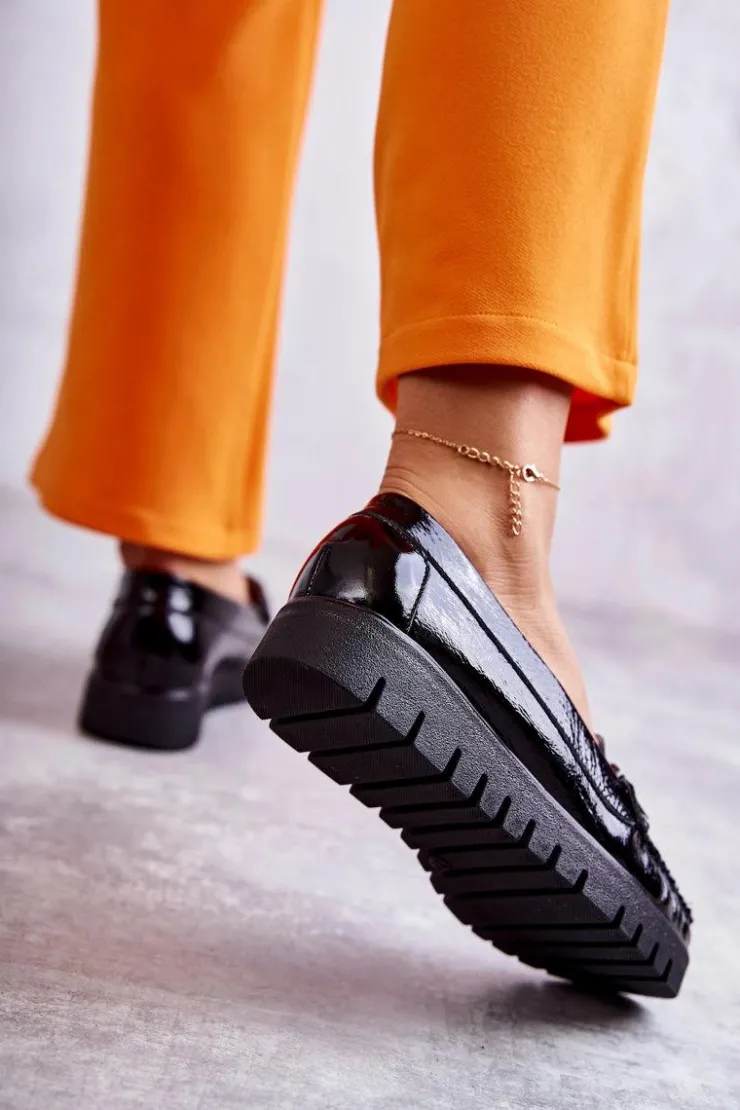 Boto Mokasyny Na Platformie|Mokasyny Damskie Lakierowane*Damskie Skórzane Mokasyny Na Platformie Czarne Venesia