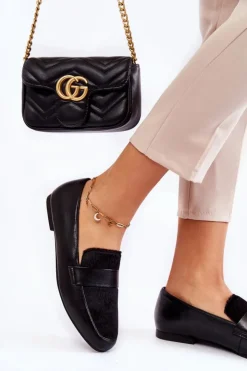 Boto Damskie Skórzane Mokasyny La.Fi 210018B-PUF Czarne