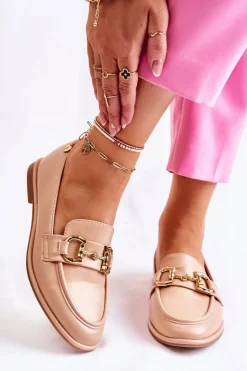 Boto Mokasyny Damskie Skórzane*Damskie Skórzane Mokasyny Nude Coriso