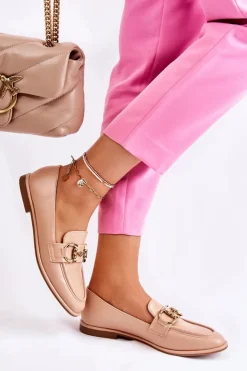 Boto Mokasyny Damskie Skórzane*Damskie Skórzane Mokasyny Nude Coriso