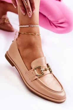 Boto Mokasyny Damskie Skórzane*Damskie Skórzane Mokasyny Nude Coriso