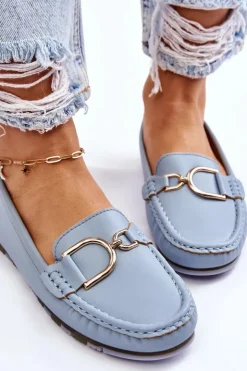 Boto Mokasyny Damskie Skórzane*Damskie Skórzane Mokasyny Jasnoniebieskie Downtown