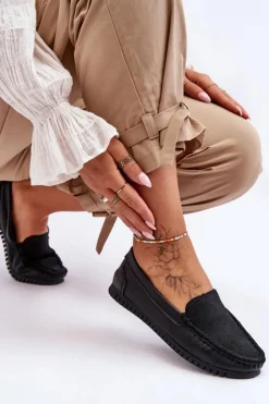 Damskie buty S.Barski Loafersy Damskie|Mokasyny Damskie Skórzane*Damskie Skórzane Mokasyny S.Barski LR97630 Czarne