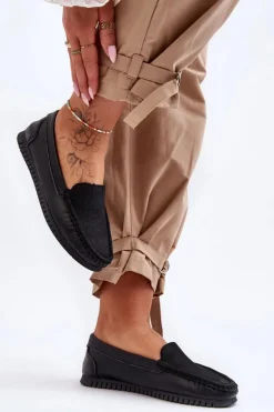 Damskie buty S.Barski Loafersy Damskie|Mokasyny Damskie Skórzane*Damskie Skórzane Mokasyny S.Barski LR97630 Czarne