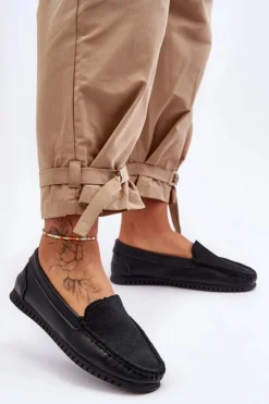 Damskie buty S.Barski Loafersy Damskie|Mokasyny Damskie Skórzane*Damskie Skórzane Mokasyny S.Barski LR97630 Czarne