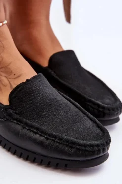 Damskie buty S.Barski Loafersy Damskie|Mokasyny Damskie Skórzane*Damskie Skórzane Mokasyny S.Barski LR97630 Czarne