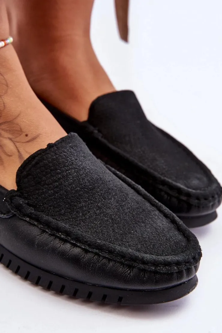 Damskie buty S.Barski Loafersy Damskie|Mokasyny Damskie Skórzane*Damskie Skórzane Mokasyny S.Barski LR97630 Czarne