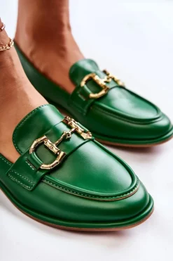 Damskie Boto Damskie Skórzane Mokasyny Zielone Coriso