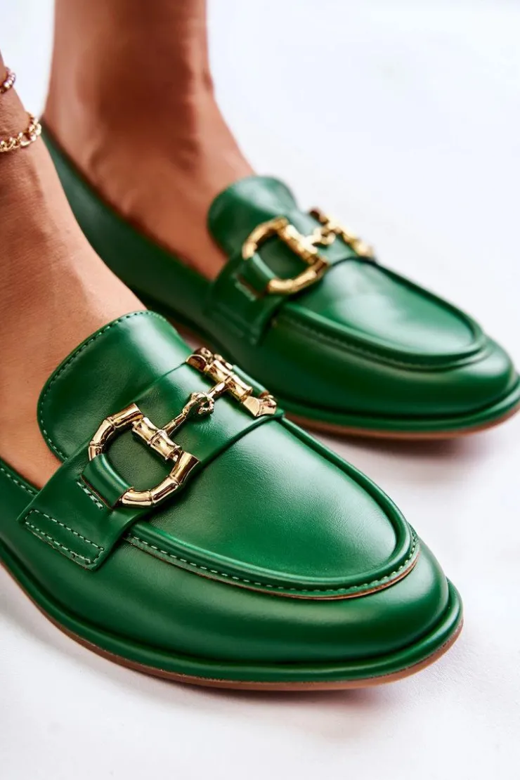 Damskie Boto Damskie Skórzane Mokasyny Zielone Coriso