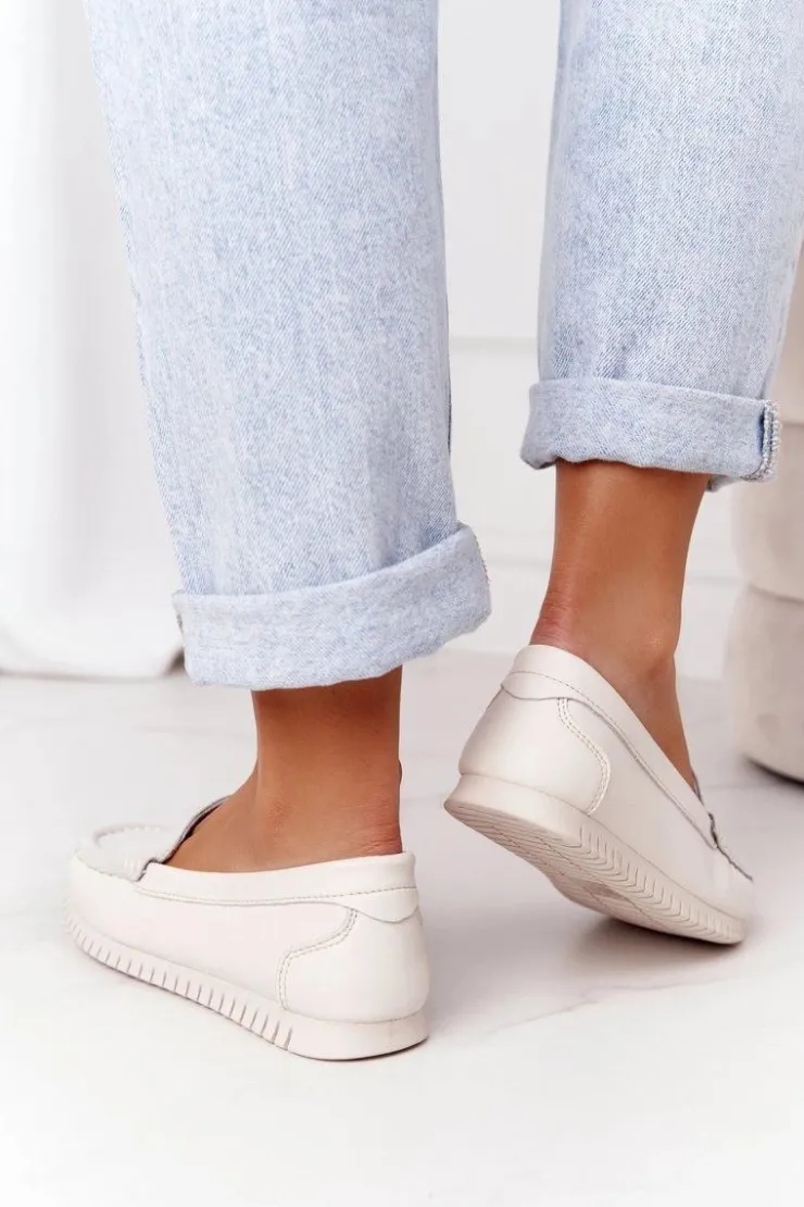 Damskie buty S.Barski Mokasyny Damskie Skórzane*Damskie Skórzane Mokasyny S.Barski 97630 Ecru