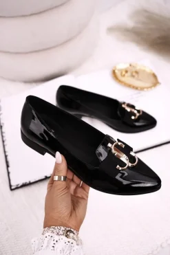 Damskie Boto Damskie Skórzane Mokasyny Baleriny Lakierowane Czarne Mary-Jane