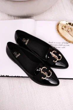 Damskie Boto Damskie Skórzane Mokasyny Baleriny Lakierowane Czarne Mary-Jane