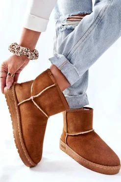 Big Star Shoes Śniegowce Damskie*Damskie Skórzane Śniegowce Big Star II274441 Camel