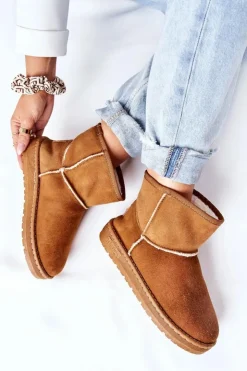 Big Star Shoes Śniegowce Damskie*Damskie Skórzane Śniegowce Big Star II274441 Camel