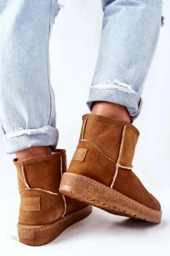 Big Star Shoes Śniegowce Damskie*Damskie Skórzane Śniegowce Big Star II274441 Camel